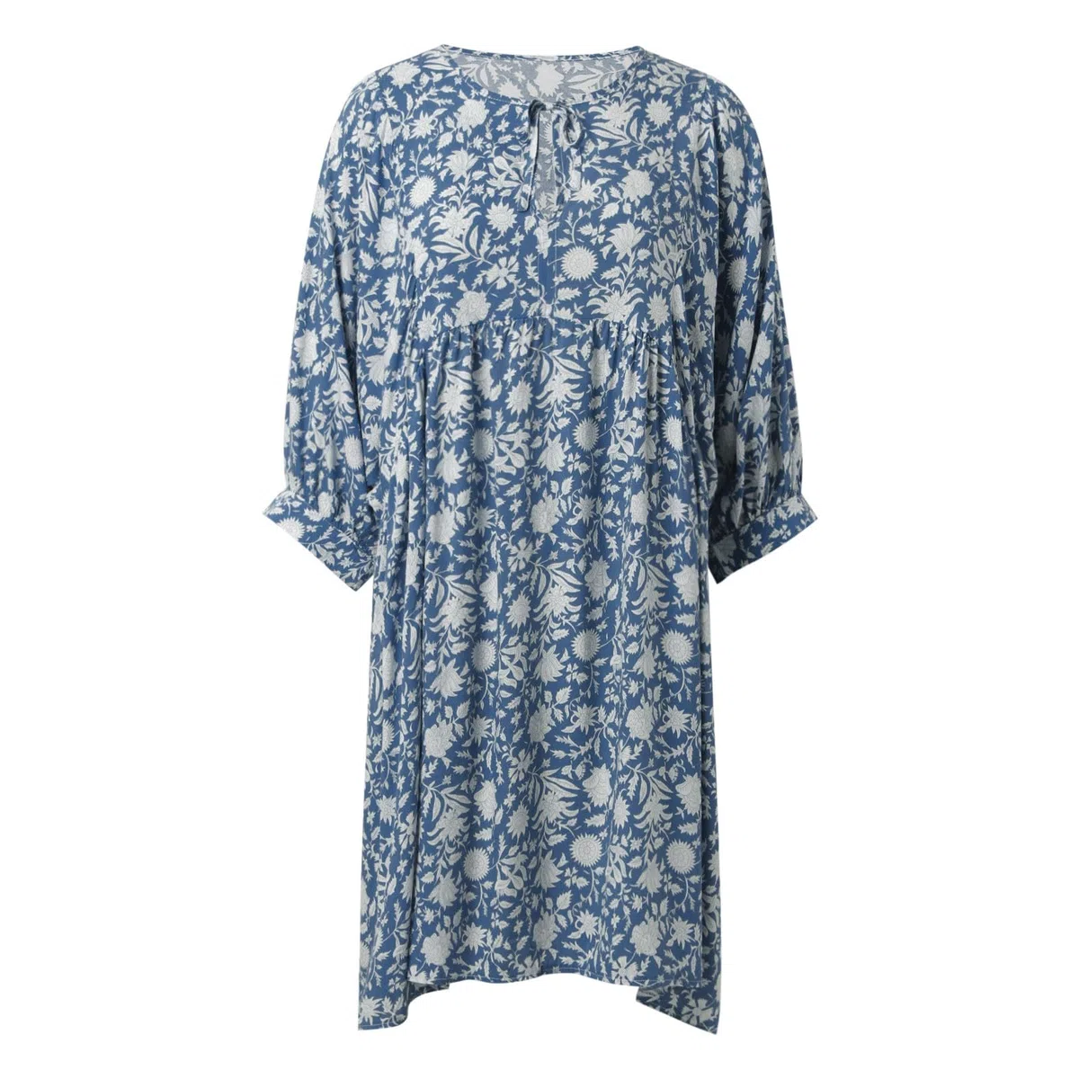 Vestidos Casuales De Verano for Mujer, Vestido Playa Midi Suelto con Mangas Abullonadas Y Estampado Floral, Medio Abierto