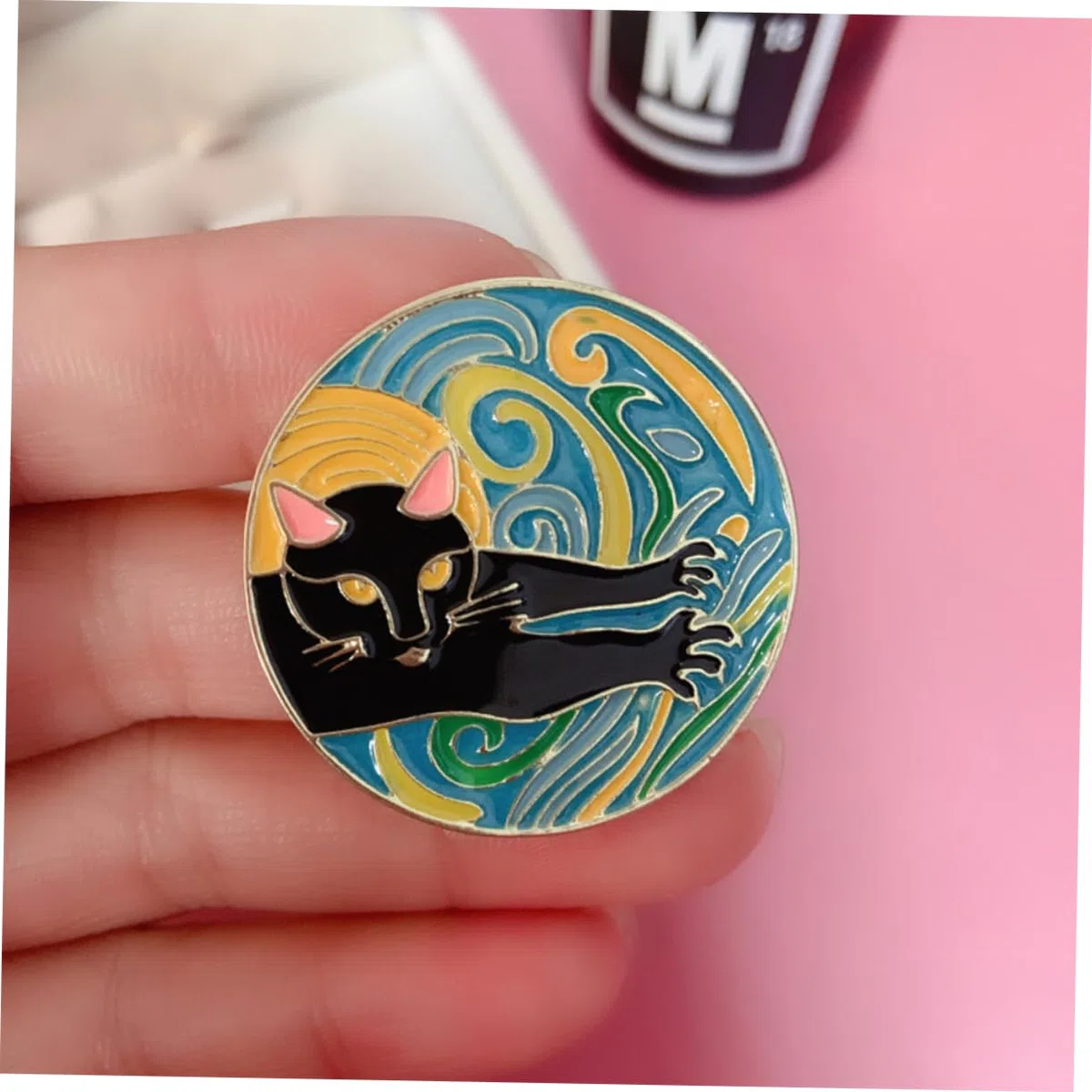 Broches exquisitos de aleación esmaltada con diseño de Gato de Dibujos Animados Vintage para Mujer.