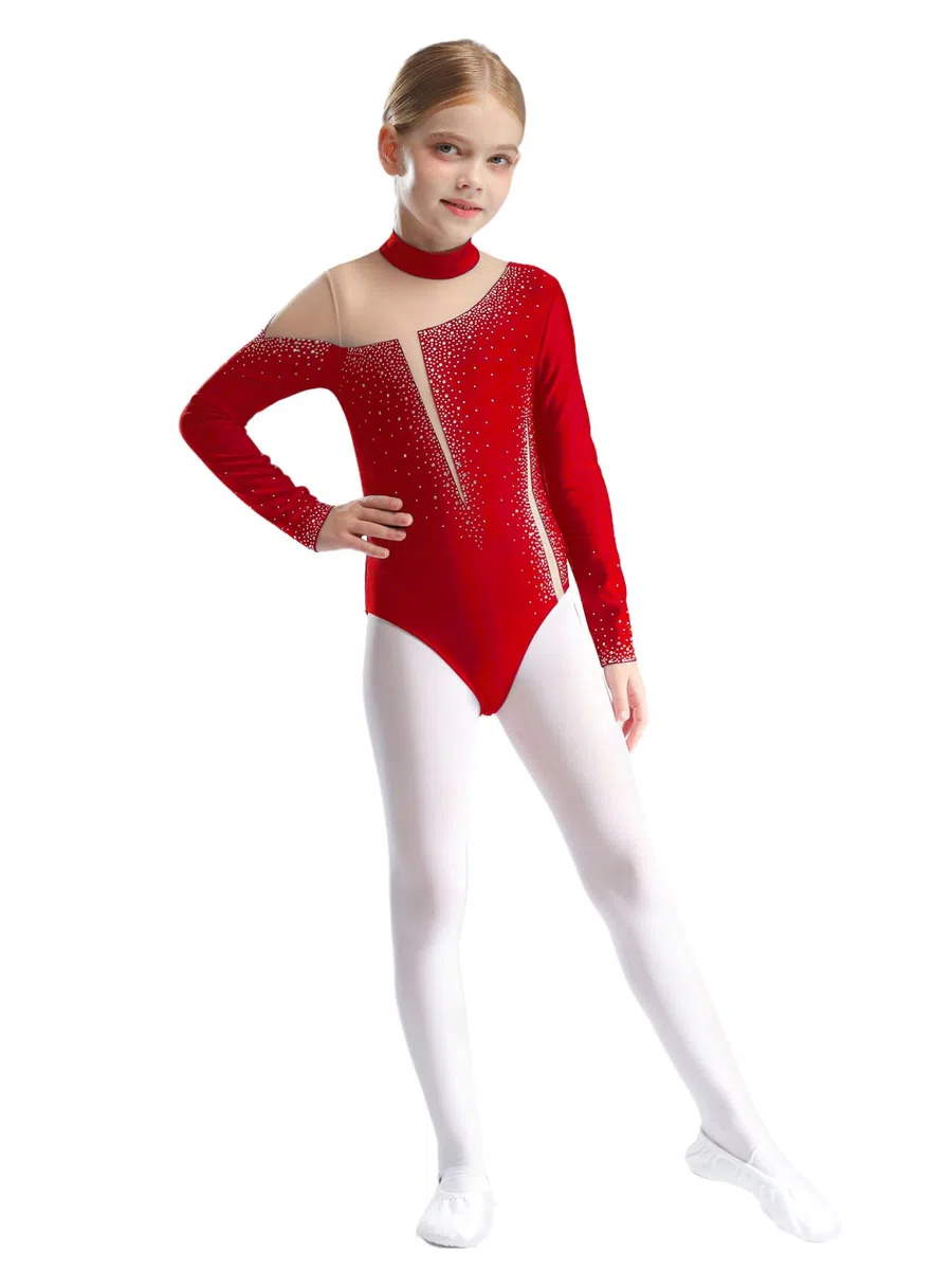 inlzdz Maillot Brillante De Danza Niñas Leotardo Gimnasia Rítmica con Pantalones Body De Ballet Clásica Body De Bailarina Actuación