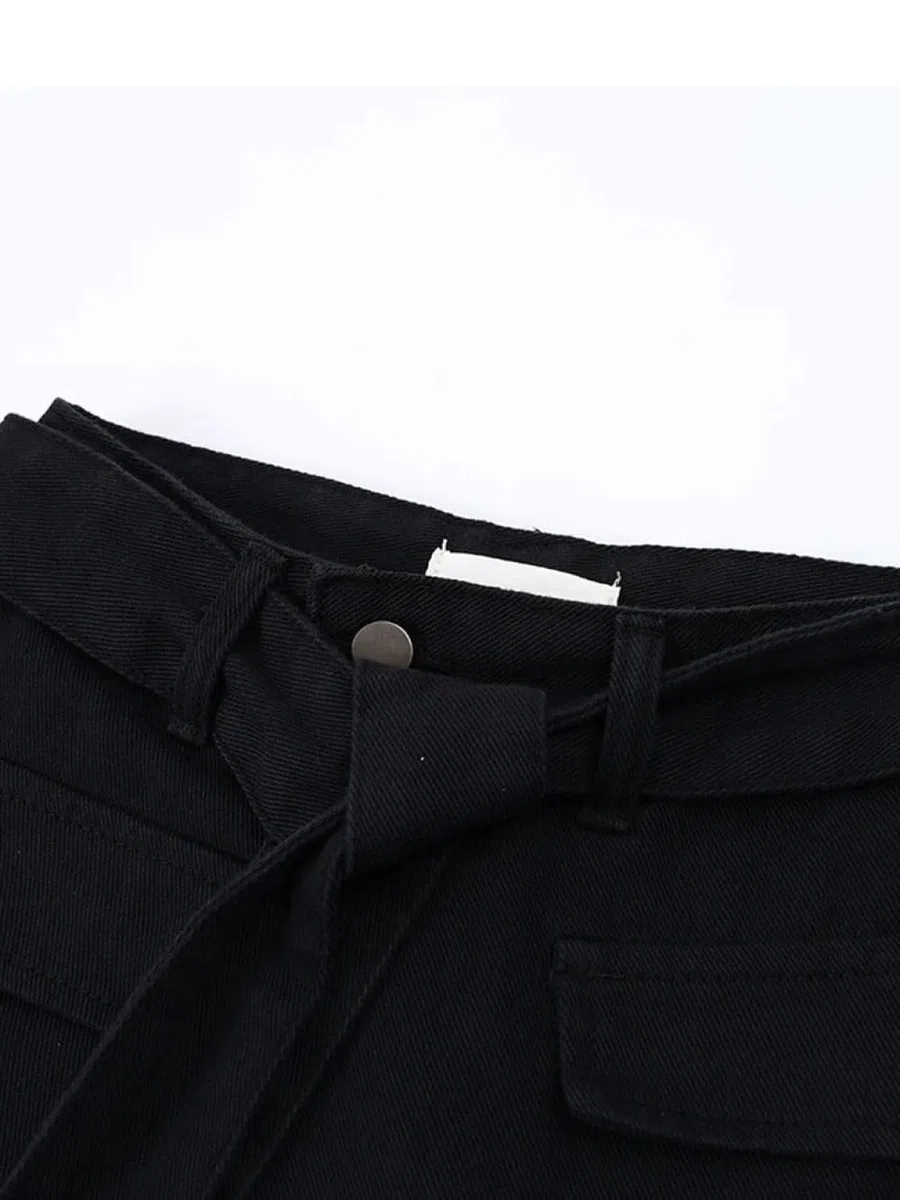 Falda Corta De Mujer - Jeans Falda Pantalones para Mujer Estilo Verano con Cinturón Falda Pantalones Talle Alto Chic Slim Mini Faldas Pantalones