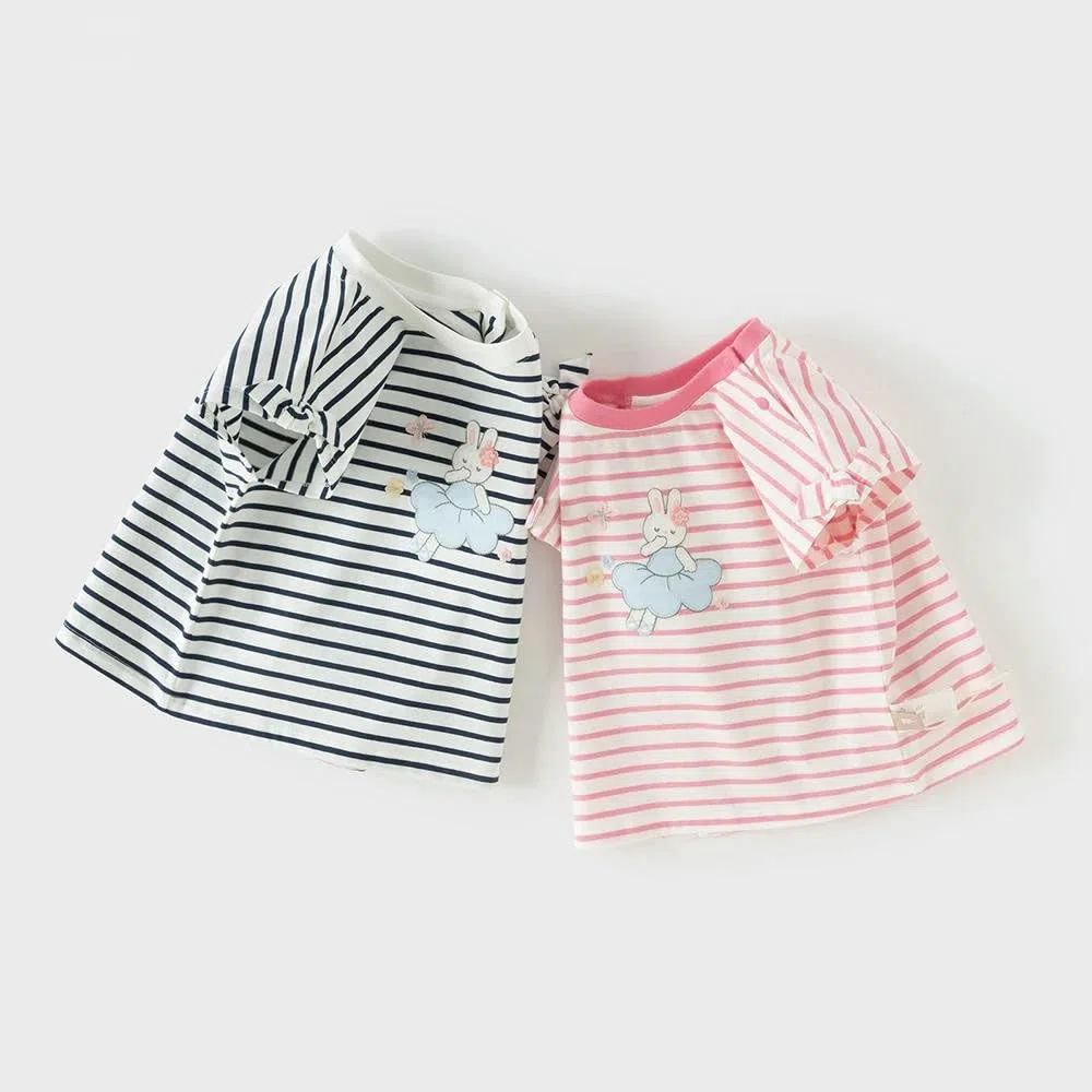 CYBHSM - Camisetas de verano con estampado de dibujos animados para niñas, camisetas de algodón de manga corta para niños, ropa casual al aire libre