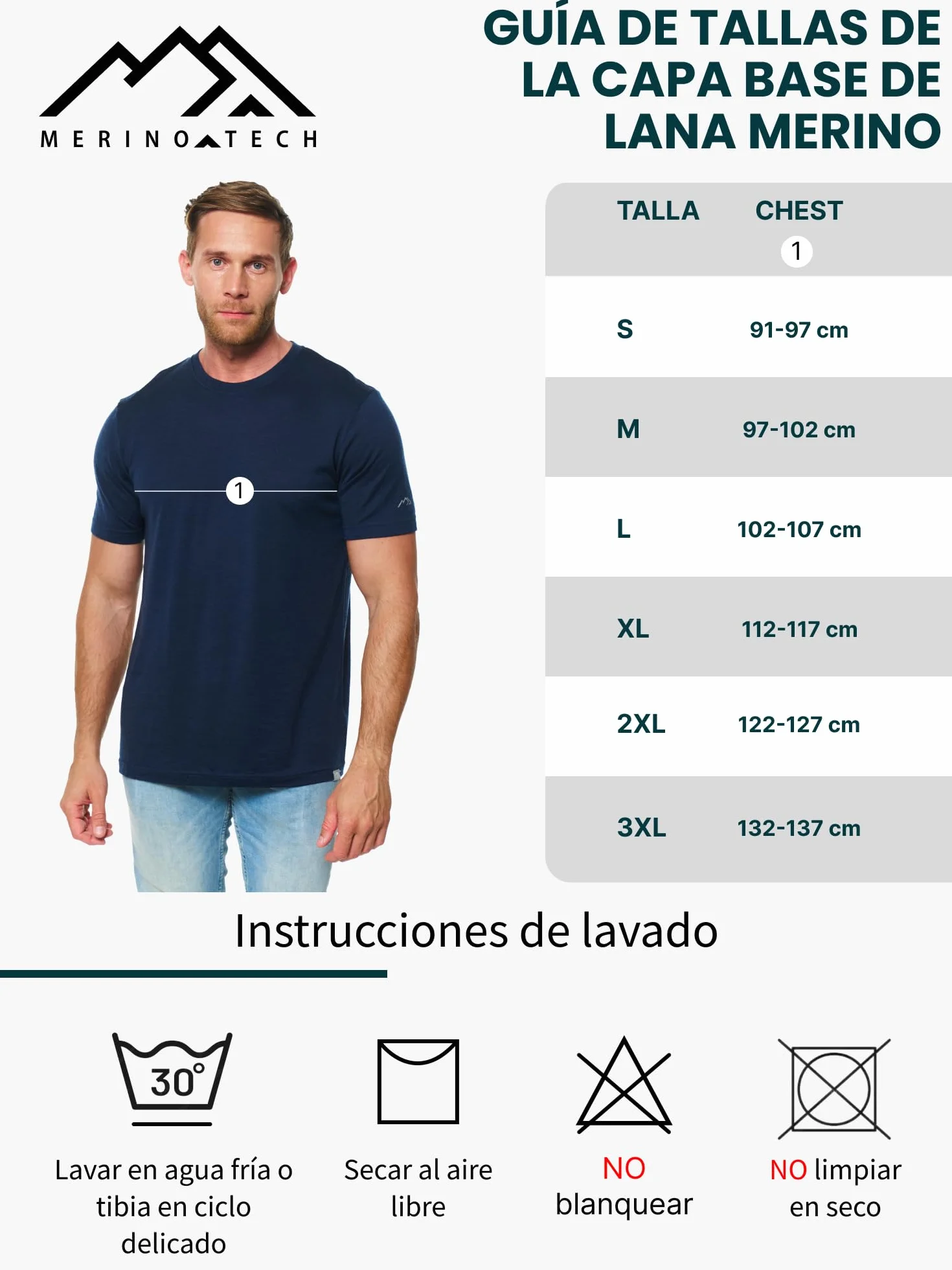 Merino.tech Camiseta Lana Merino Manga Corta Hombre - Camiseta Trekking Hombre Lana Merino Capa Base Ligera