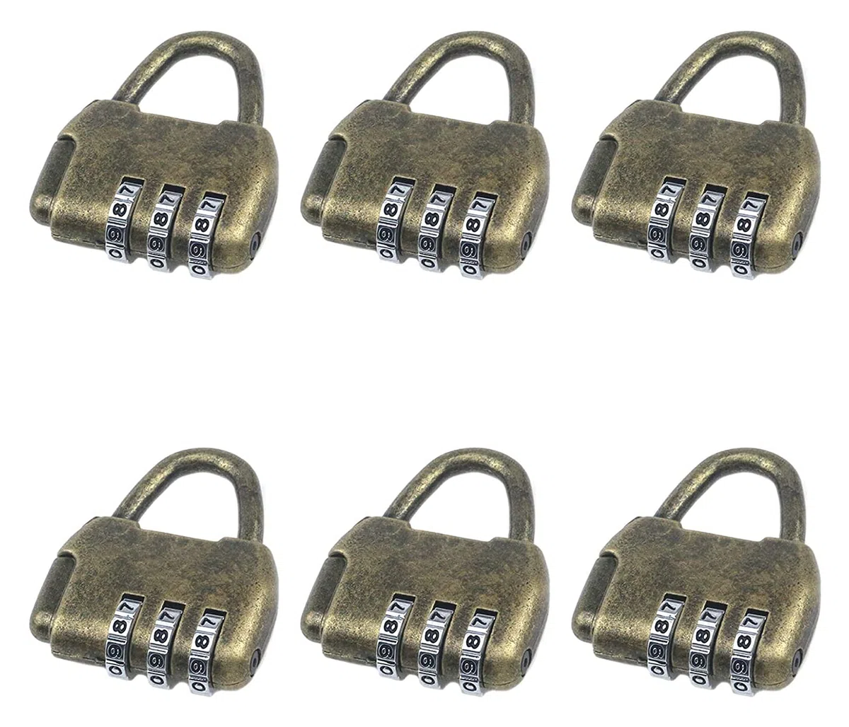 Candados for equipaje, candado, 6 piezas de bronce antiguo, emergente aleación zinc, contraseña cambiable tres bits, predeterminada