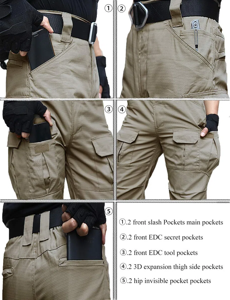 Pantalones Resistentes al Agua para Hombres Pantalones de Trabajo de Carga Militar de Combate táctico de Ajuste Relajado con Bolsillo múltiple