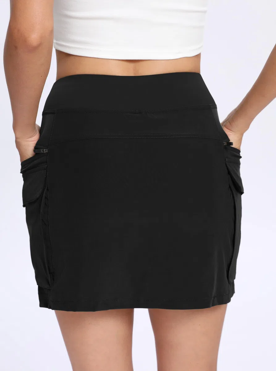 Jhsnjnr Faldas cargo para mujer, minifalda deportiva para senderismo, con bolsillos con cremallera, cintura alta, pantalones deportivos de golf