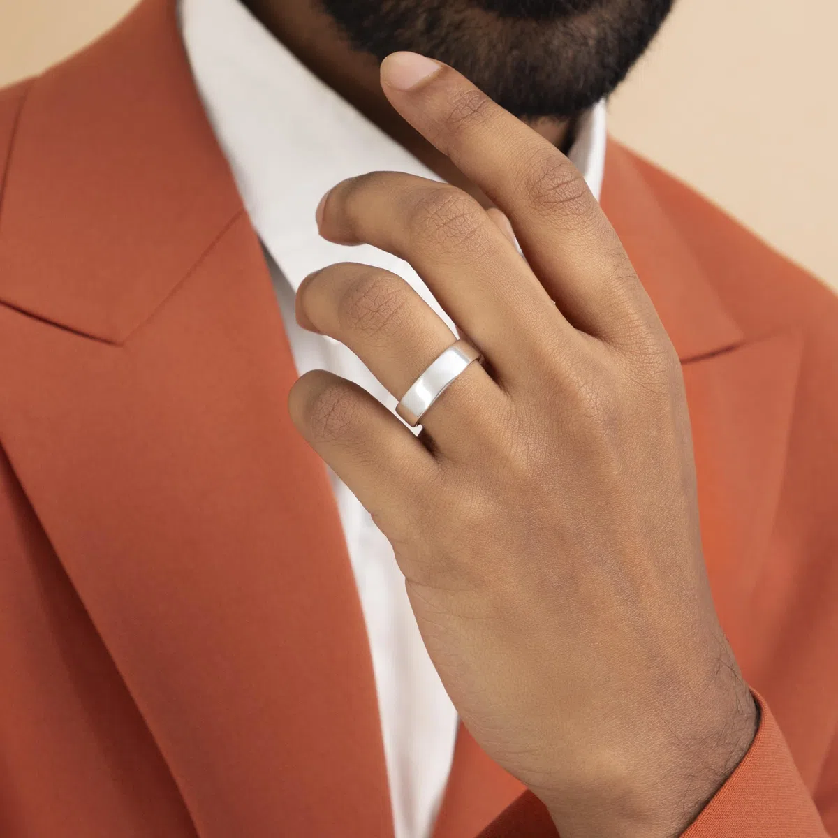 Amberta Alianza Plata de Ley 925 para Hombre | Anillo de Boda Chapado en Oro Ancho 5 6 8 mm