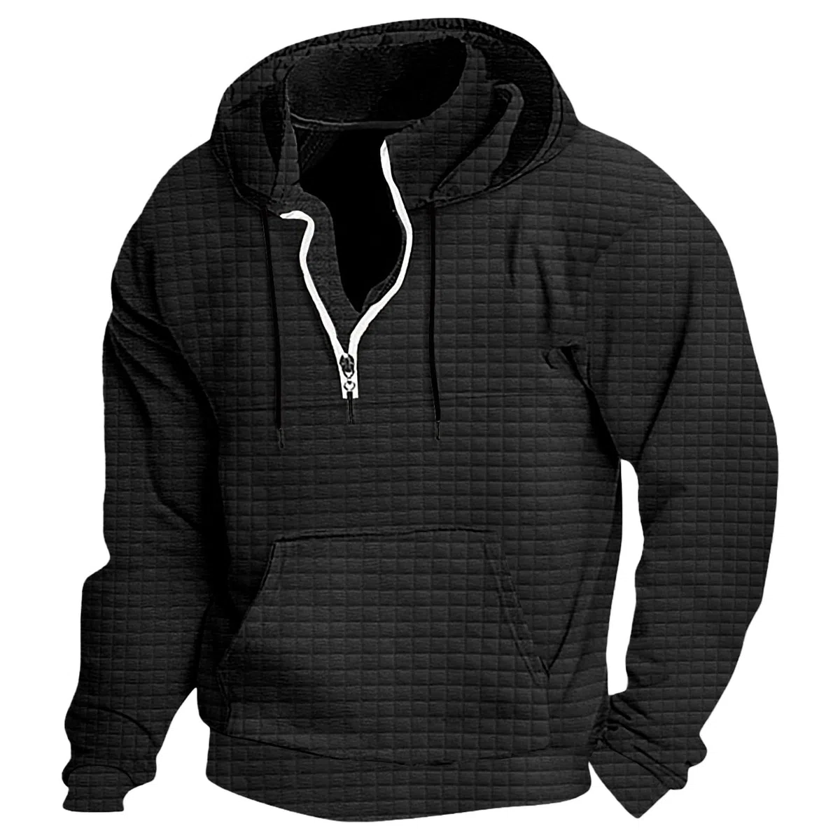 Sudaderas Hombres con Capucha Sudadera Y Cremallera para Hombre, A Cuadros, De Manga Larga, Cómoda, Uso Diario, Informal, Viajes Tops Rojos (Black, XL) Kit Pesca Completo Camisa Sin