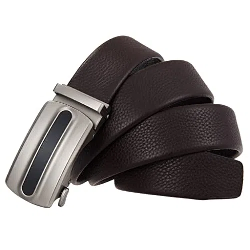 Cinturón de Cuero con trinquete y Hebilla Deslizante automática para Hombre (Color: C, Talla: 110 cm) (B 125 cm)