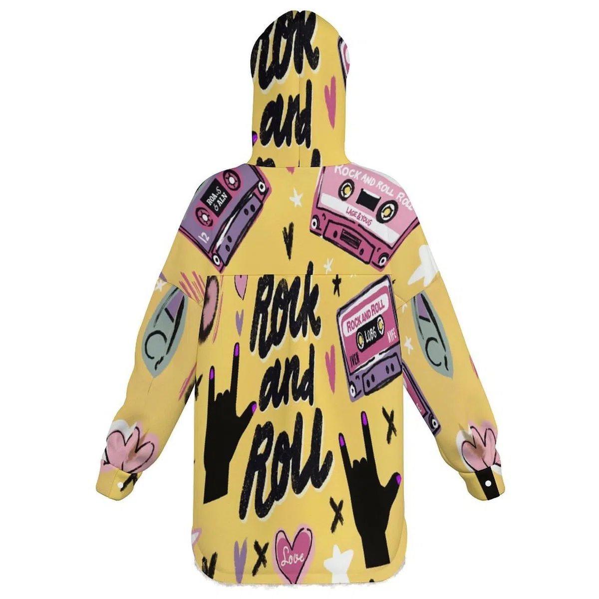 Sudadera Invierno con Capucha de Forro Polar Mujer Gestos, Cinta De Casete, Corazón Cálido Hoodies a Manga Larga Felpa Sudadera con Bolsillos, Amarillo