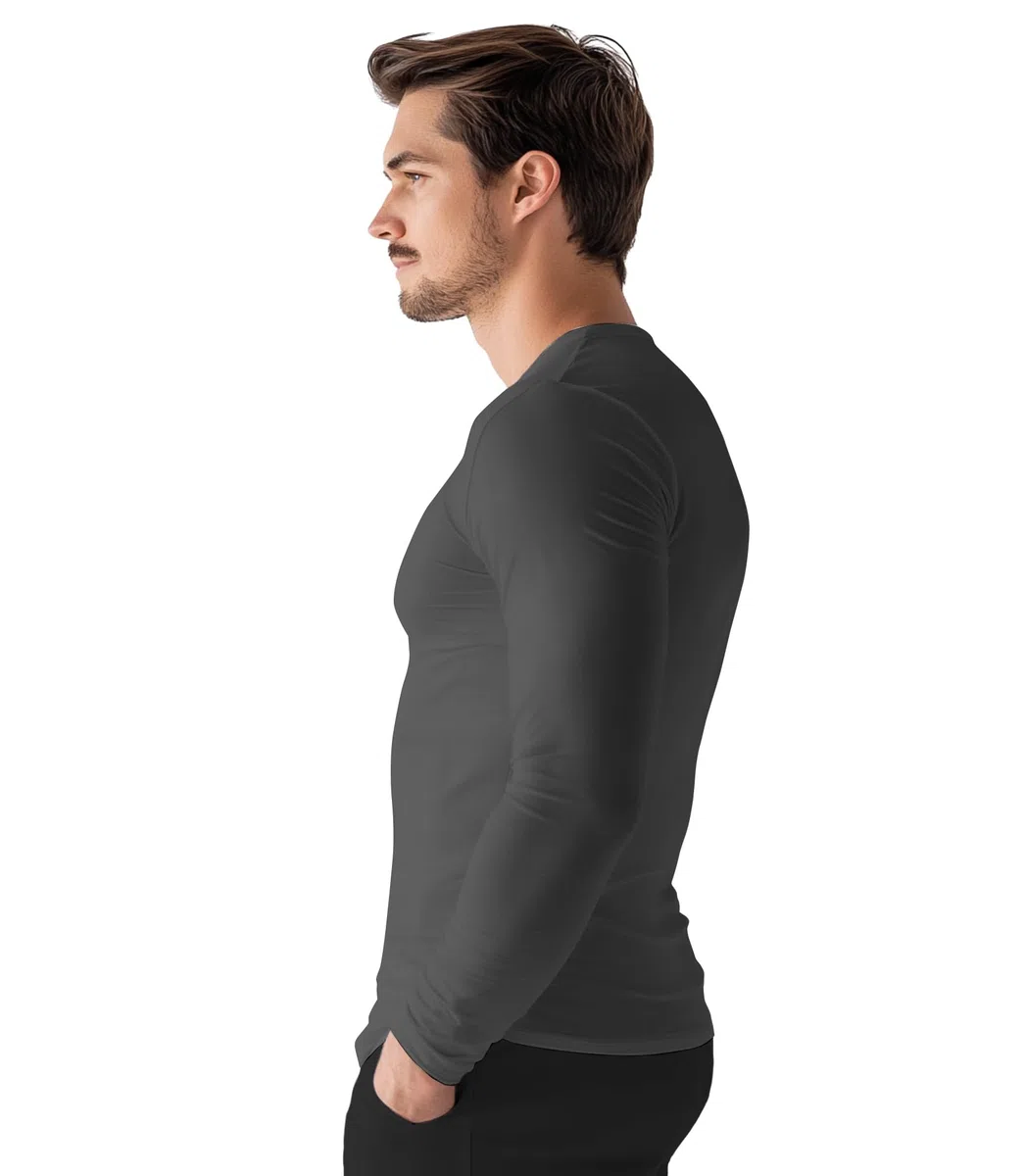 Camiseta interior deportiva para hombre, capa base térmica atlética, cuello redondo, manga larga, camiseta de entrenamiento ajustada