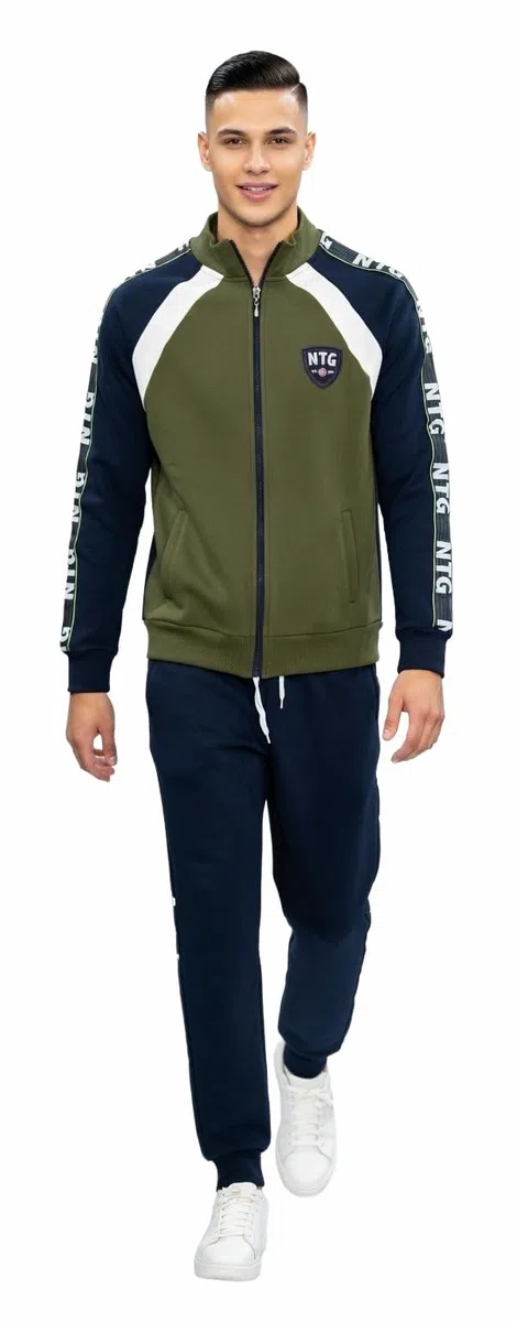 NOTTINGHAM Chándal para hombre de invierno afelpado, fabricado en sudadera de algodón de garce, conjunto deportivo para tiempo libre y deportivo (35262 verde, M)