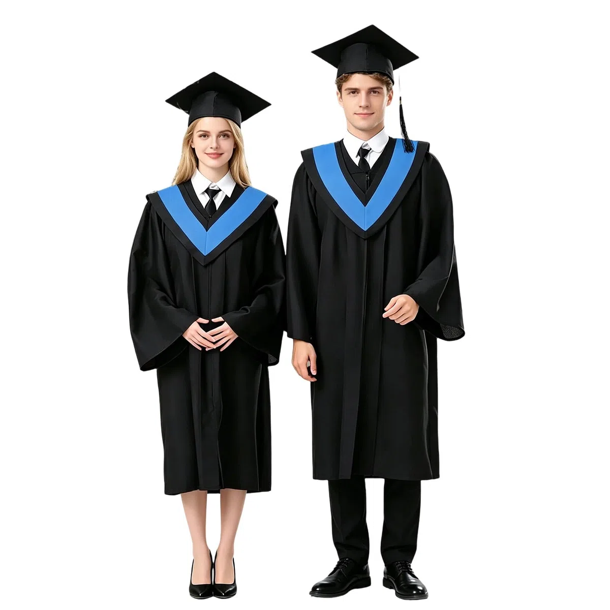 Generisch Elegante bata de graduación para estudiantes de pregrado y doctorado con gorra y borla a juego para la fiesta de graduación