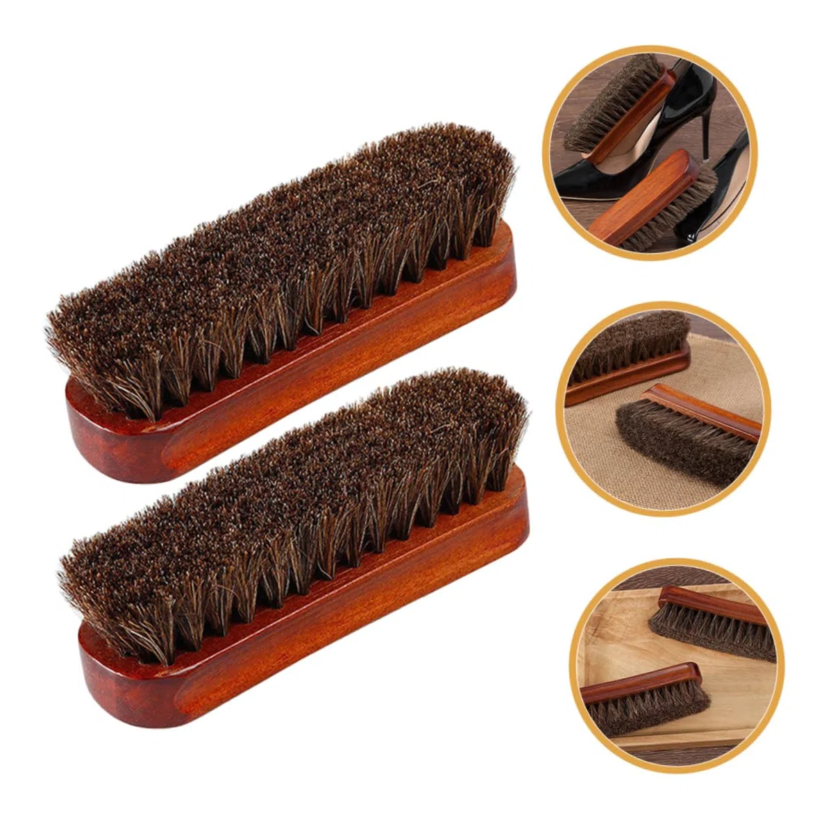 FOMIYES Cepillo De Madera para Pelo De Caballo Limpiador De Zapatos Cepillo para Pulir Zapatos De Limpieza De Cerdas De Pelo Kit De Limpieza De 2 Piezas x 4