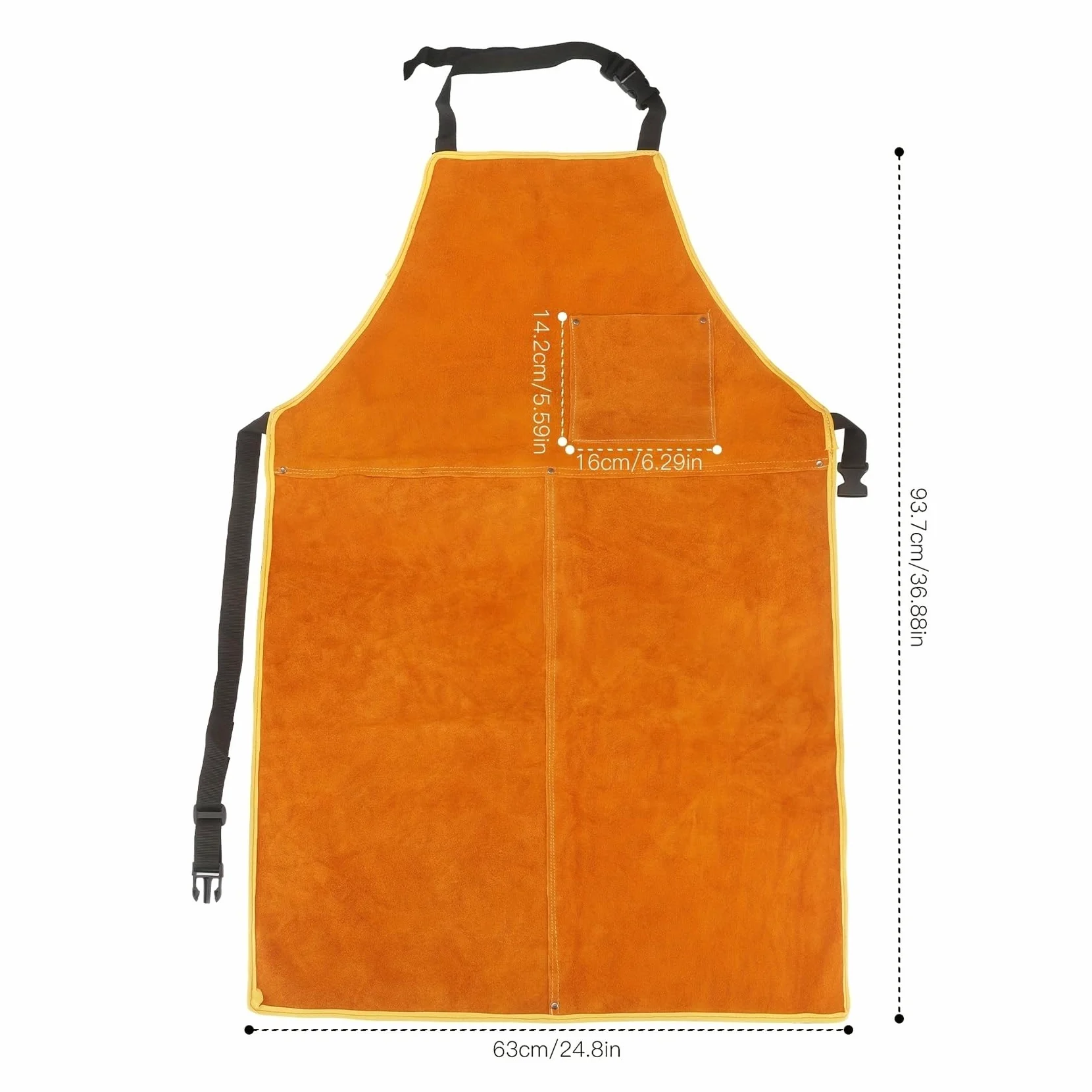 Delantal de soldadura de PU resistente, ajustable, resistente al fuego, marrón