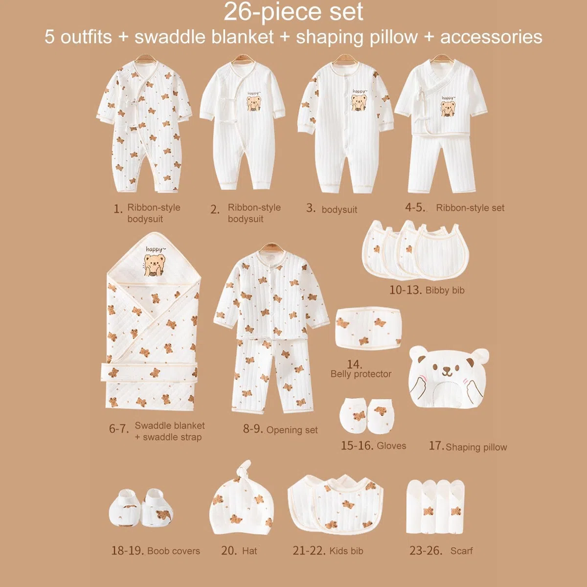 Genérico Conjunto de Ropa para Niños y Niñas Prendas Monas de Algodón | Conjuntos y Transpirables Infantiles para Unisex y Regalo de Shower en Casa Cumpleaños de Mamá Sesión Fotográfica y Lista de