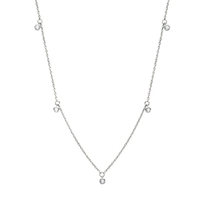 Collar de moissanita de 2,5 mm de corte redondo de color D para regalo de mujer con longitud de cadena de 16 + 2 pulgadas