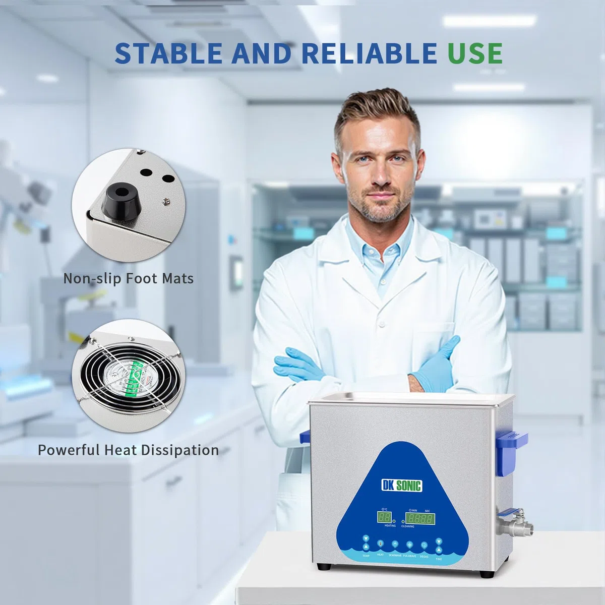 DK SONIC Limpiador ultrasónico con temporizador digital y cesta para dentaduras postizas, monedas, piezas metálicas pequeñas, discos, placas de circuitos (6L, 220V)