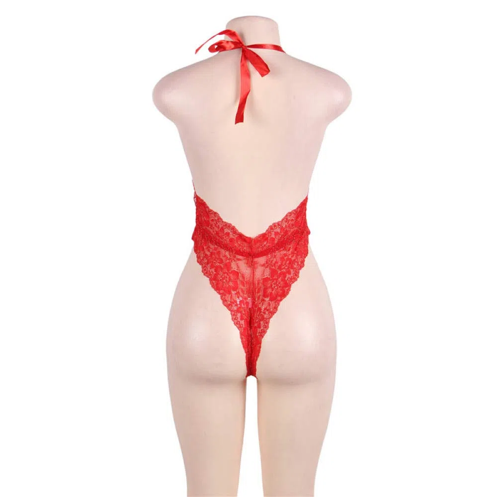 Conjuntos de lencería de Mujer Ropa Interior Pijama Transparente Encaje de una Pieza (Azul Talla única (Recomendada 90)
