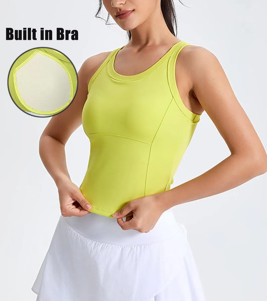 Camisetas sin Mangas de Entrenamiento con Sujetador Incorporado para Mujer Gimnasio atléticas para Correr Camisetas de Yoga Chaleco Deportivo