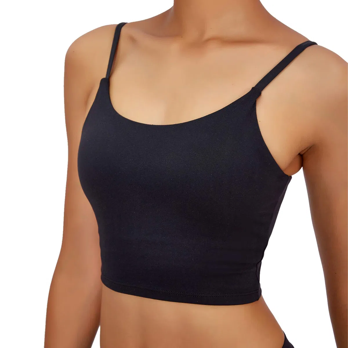 BQTQ 2 Piezas Sujetador Camisola Deportivo Acolchado Camiseta Corta sin Mangas con Almohadillas Extraíbles para Mujer, Negro y Blanco