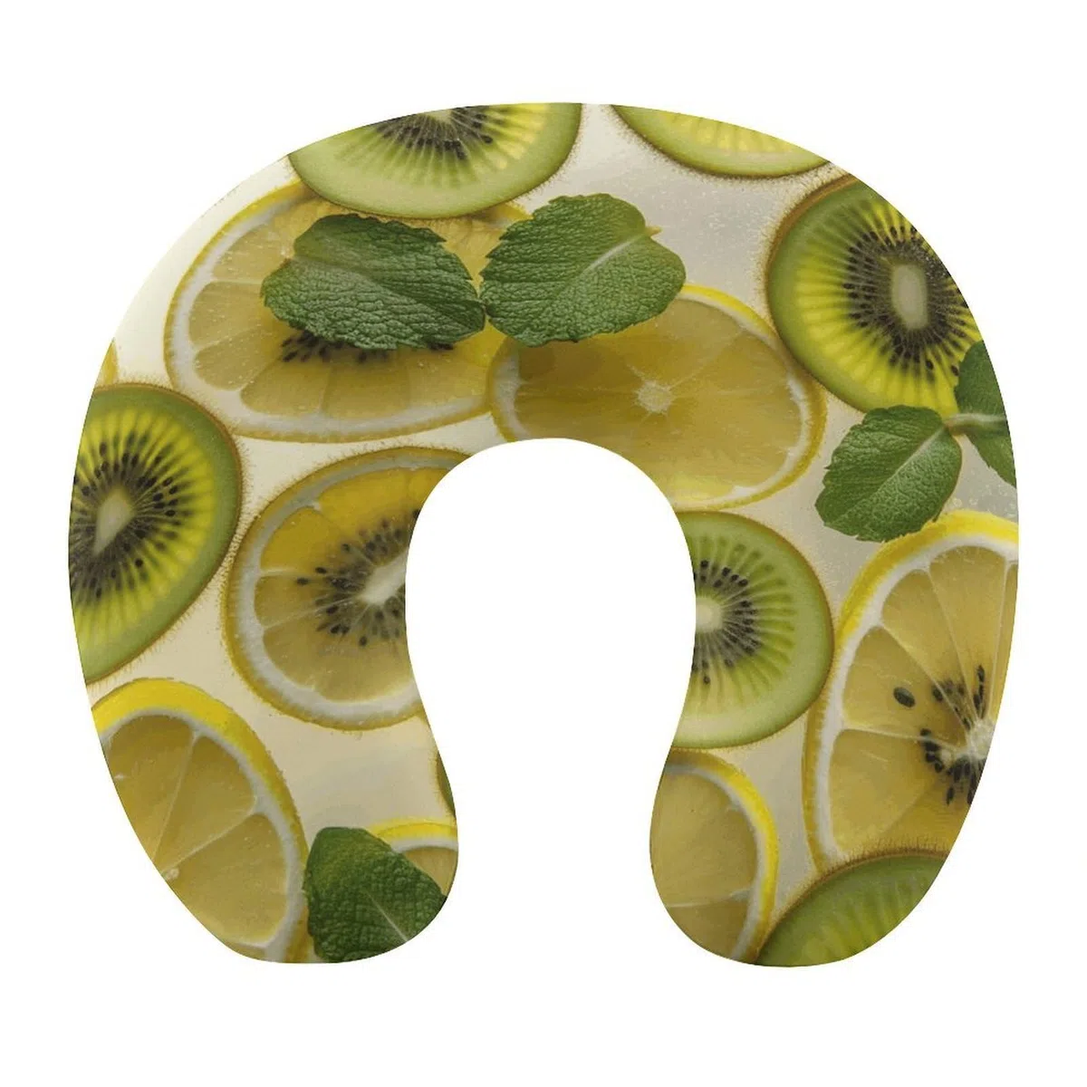 Almohada en forma de U de limón y kiwi en rodajas, núcleo de almohada de espuma viscoelástica, cojín, proporciona apoyo para el cuello, almohada de viaje, adecuada para aviones, coches