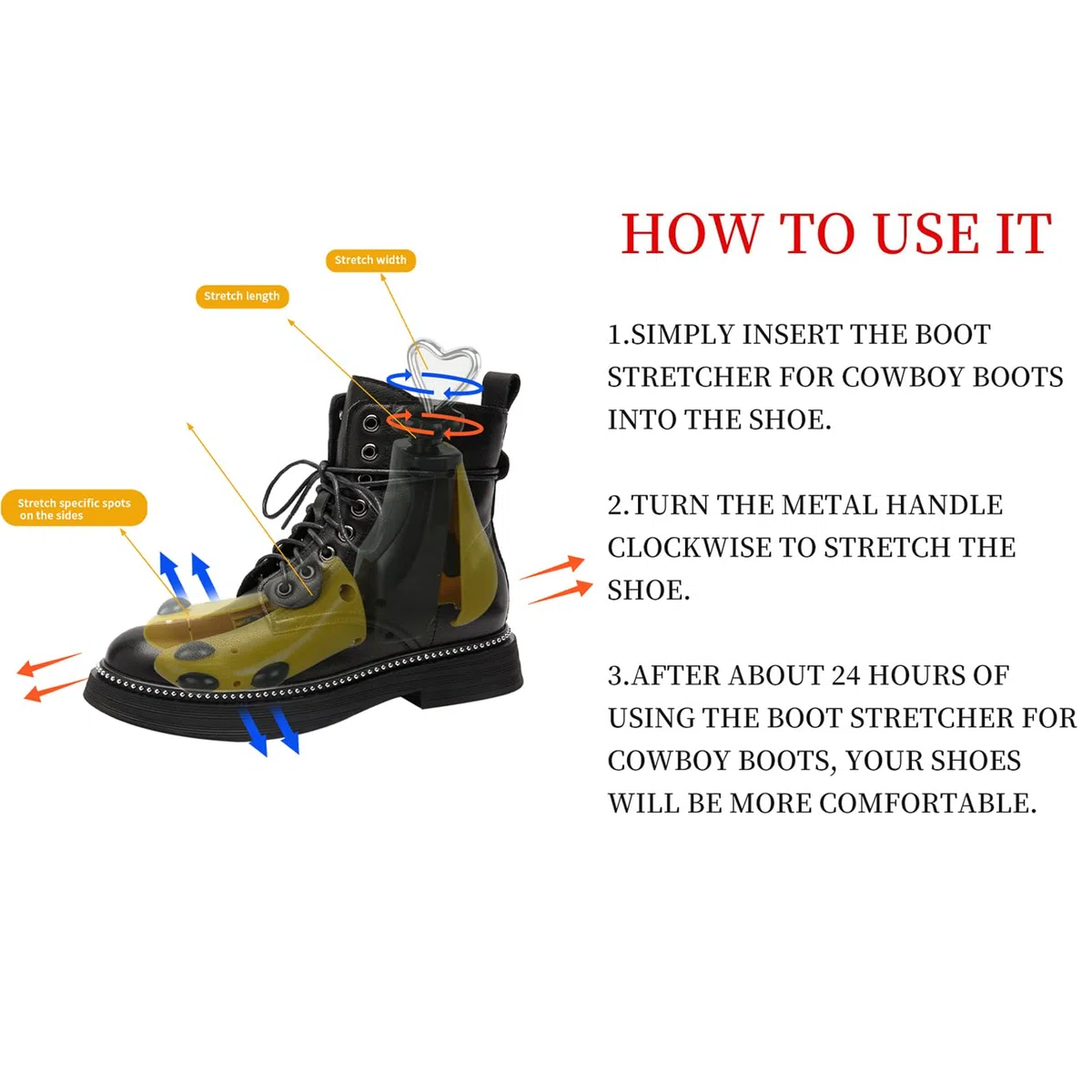 Estirador de zapatos y botas para hombre y mujer, 2 piezas de ancho y longitud ajustables para pies anchos, estirador de botas para hombres de 8 a 13 pulgadas y talla de mujer de 9.5 a 14