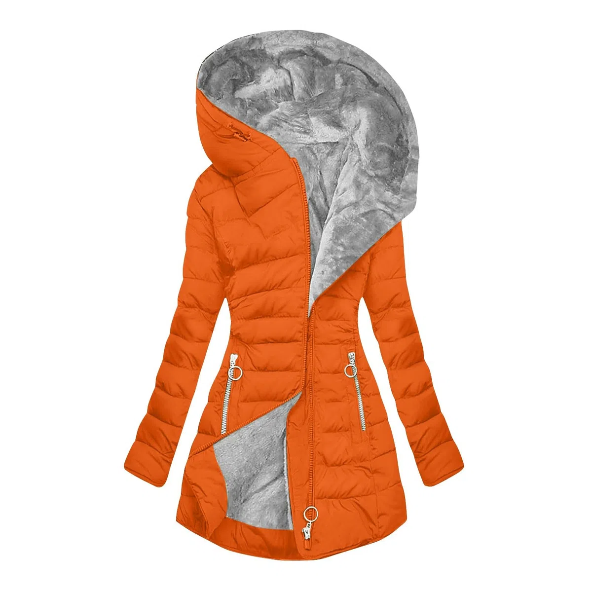 HAOLEI Abrigo Mujer Parka Invierno Chaqueta Acolchada de Forrro Polar con Capuhca Grueso y Cálido Chaquetas Cortaviento de Cremallera con Bolsillos Talla Grande Abrigo Caliente a Prueba de Viento