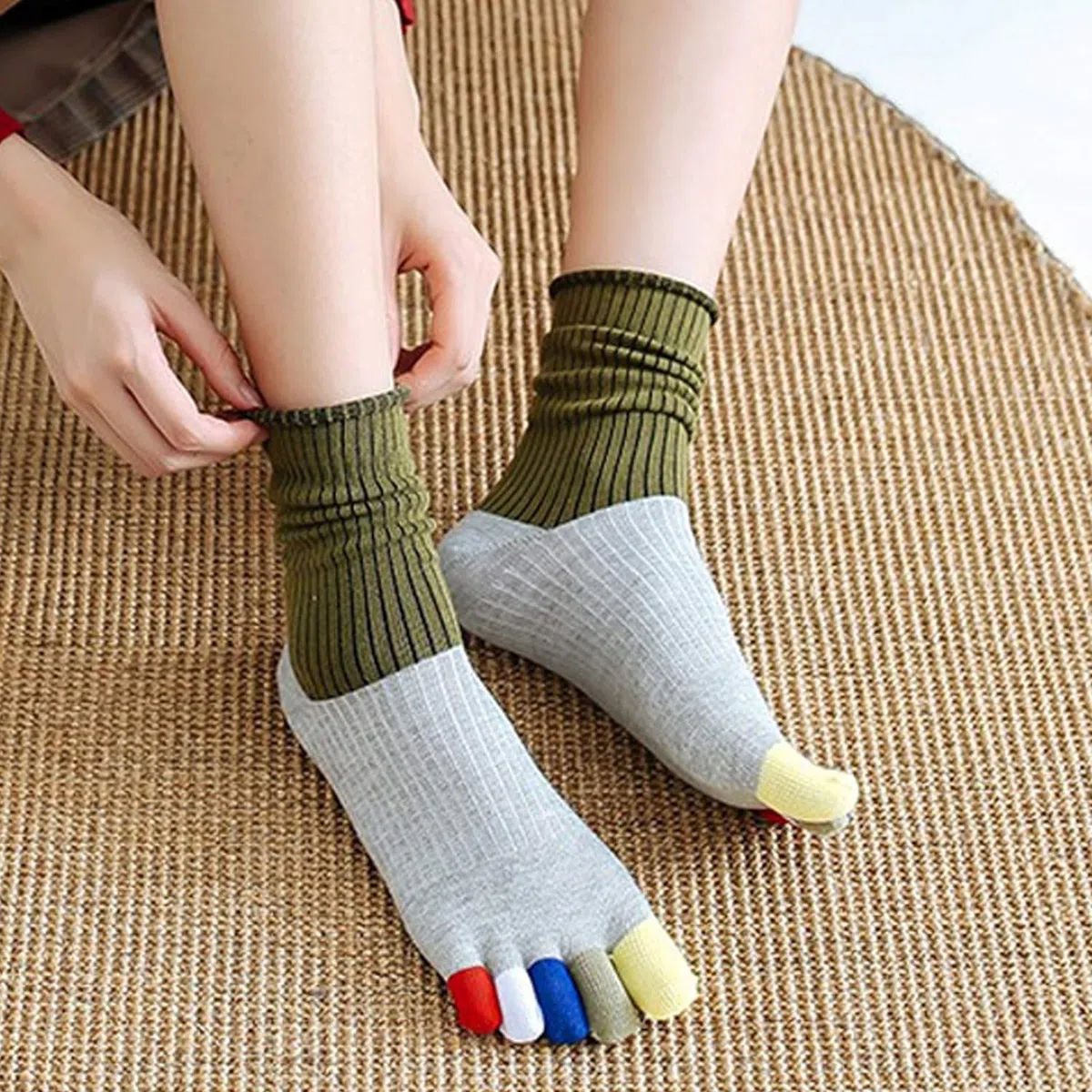 Calcetines de Cinco Dedos para Mujer Calcetines de Algodón con Diseño de Gato Lindo Calcetines de Tripulación Novedad, Calcetines Divertidos de Dibujos Animados de Animales Lindos para Niñas