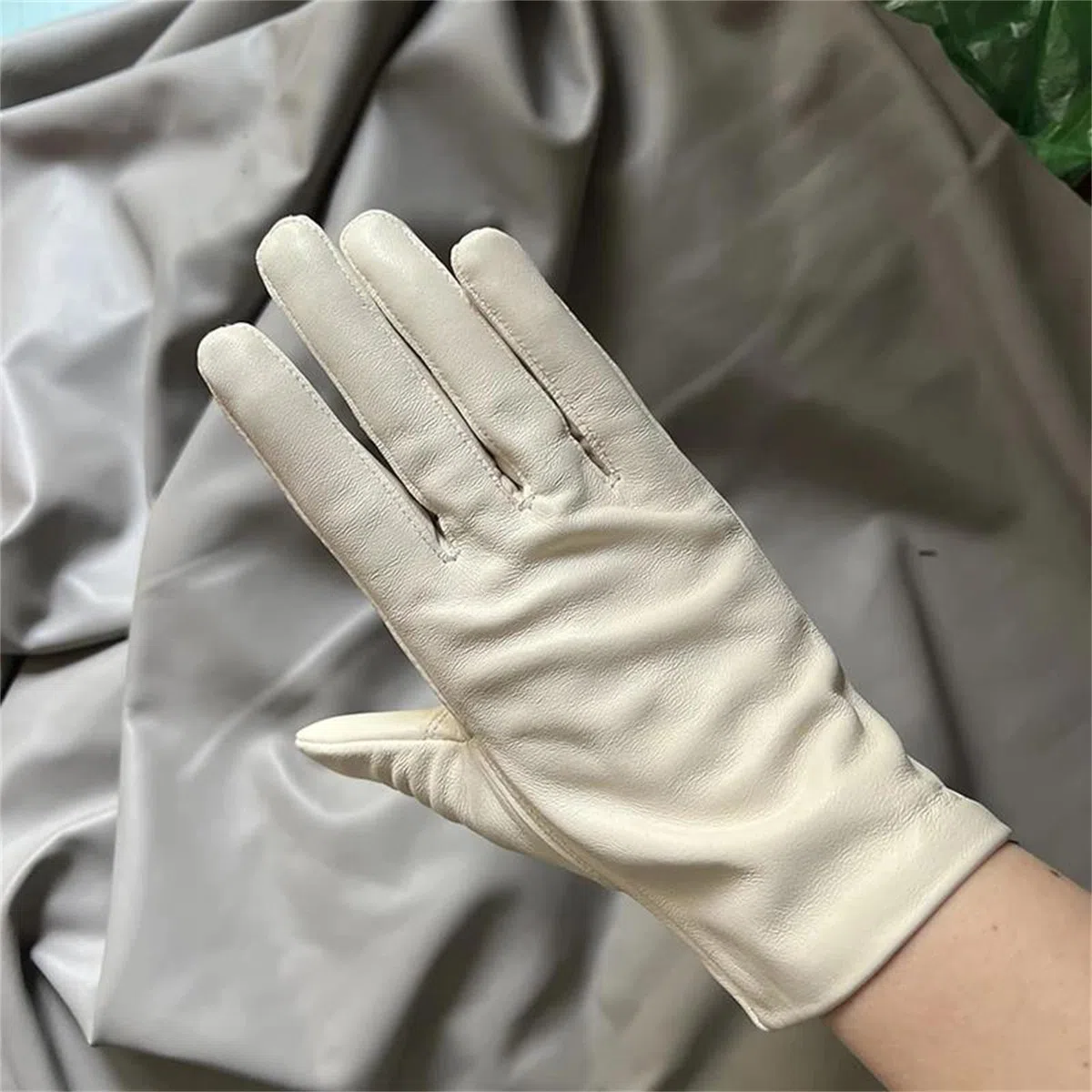 Guantes unisex de piel de oveja auténtica con forro polar para pantalla táctil, cálidos, térmicos, resistentes al viento, guantes de conducción
