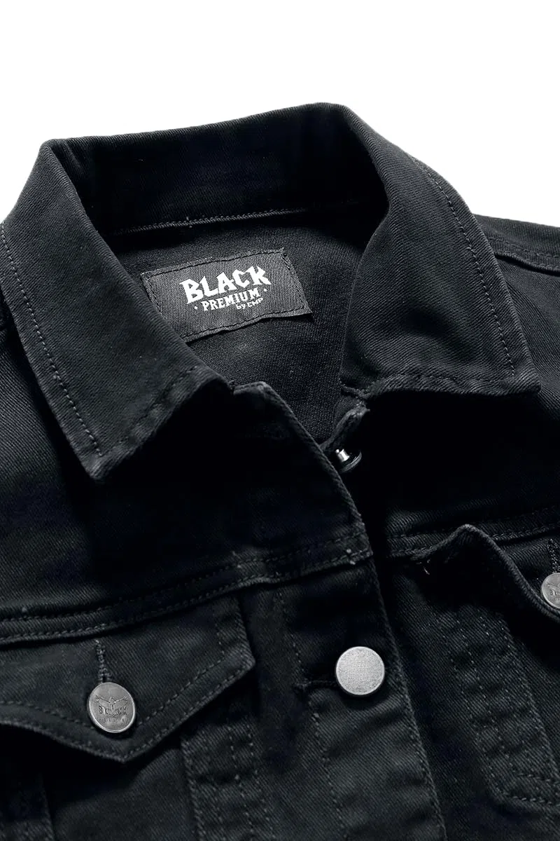 Black Premium by EMP Mujer Chaleco vaquero negro sin mangas con cuello de camisa