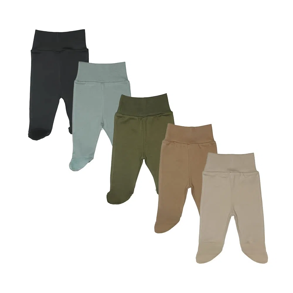 MEA BABY Pantalones de bebé con pie, pantalones de pelele para niños, pantalones de bebé para niñas, paquete de 5 unidades