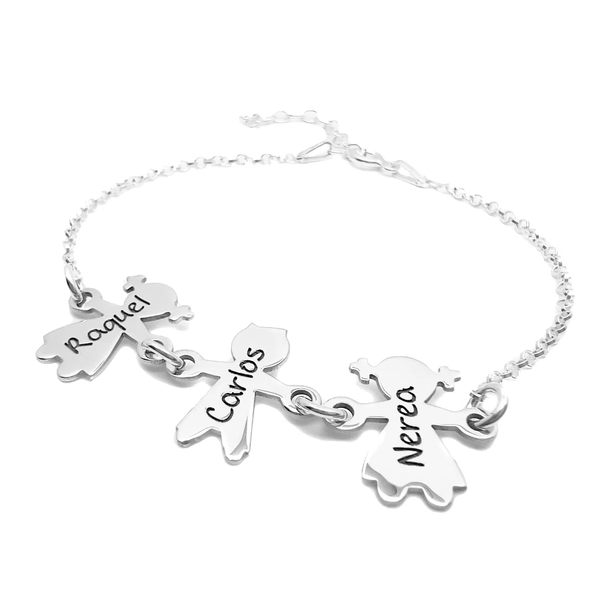 Pulsera Mamá Personalizada con nombres - Fabricada en plata de ley 925/1000 - Niños con Nombres - Regalo día de la Madre - Regalo Mamá
