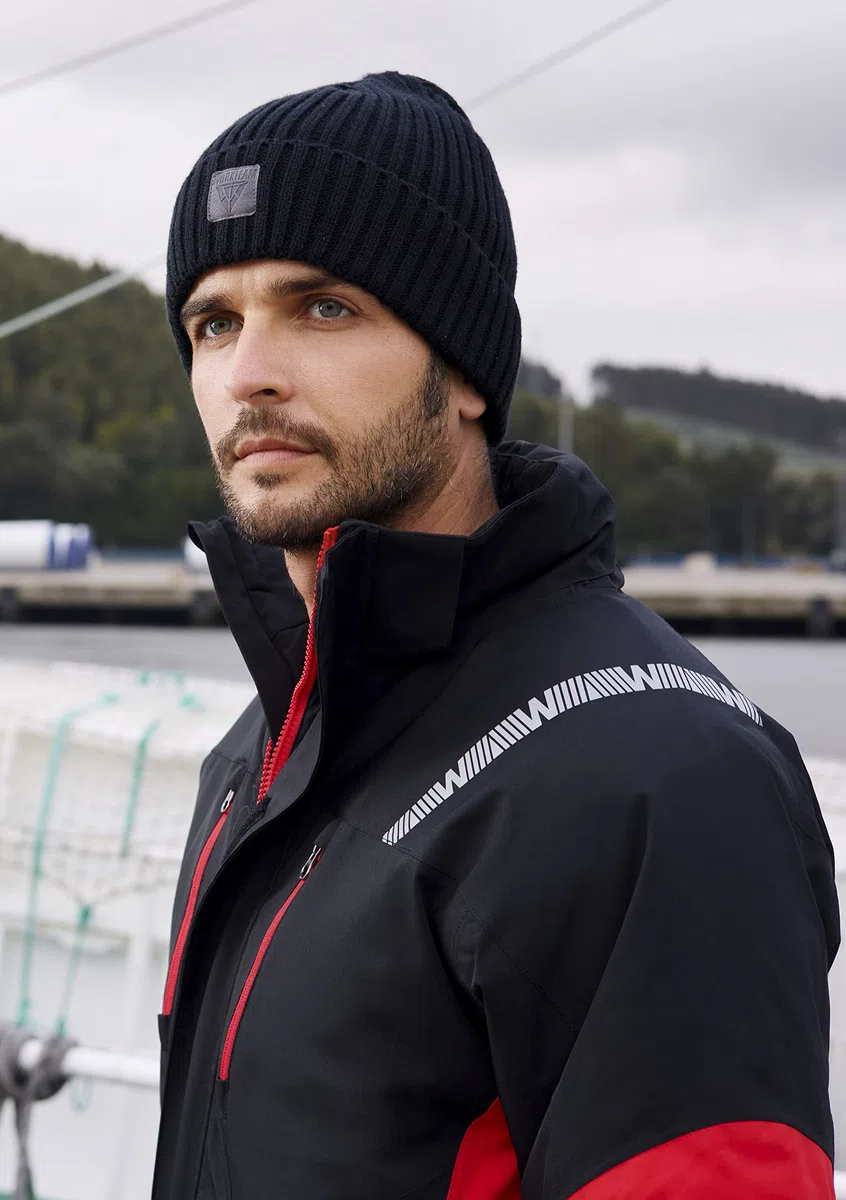 Teamwork WORKTEAM Parka con capucha combinada y detalles reflectantes, Acolchada. Ideal para trabajo, tiempo libre, etc. Unisex Negro+Rojo-XXL