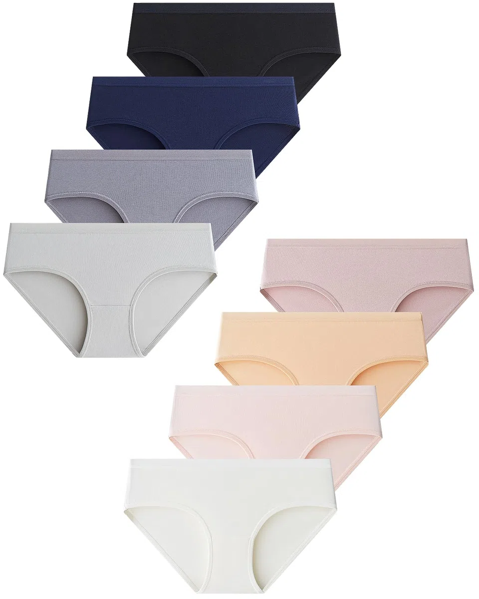 Domee Braguitas Algodón Ropa Interior Niña Pack de 8 Bragas Color Sólido Color Sólido 8-10 años (Talla del Fabricante S)