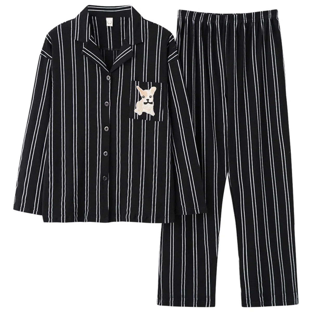 Pijama de invierno para mujer, conjunto de pijama de algodón de manga larga para mujer