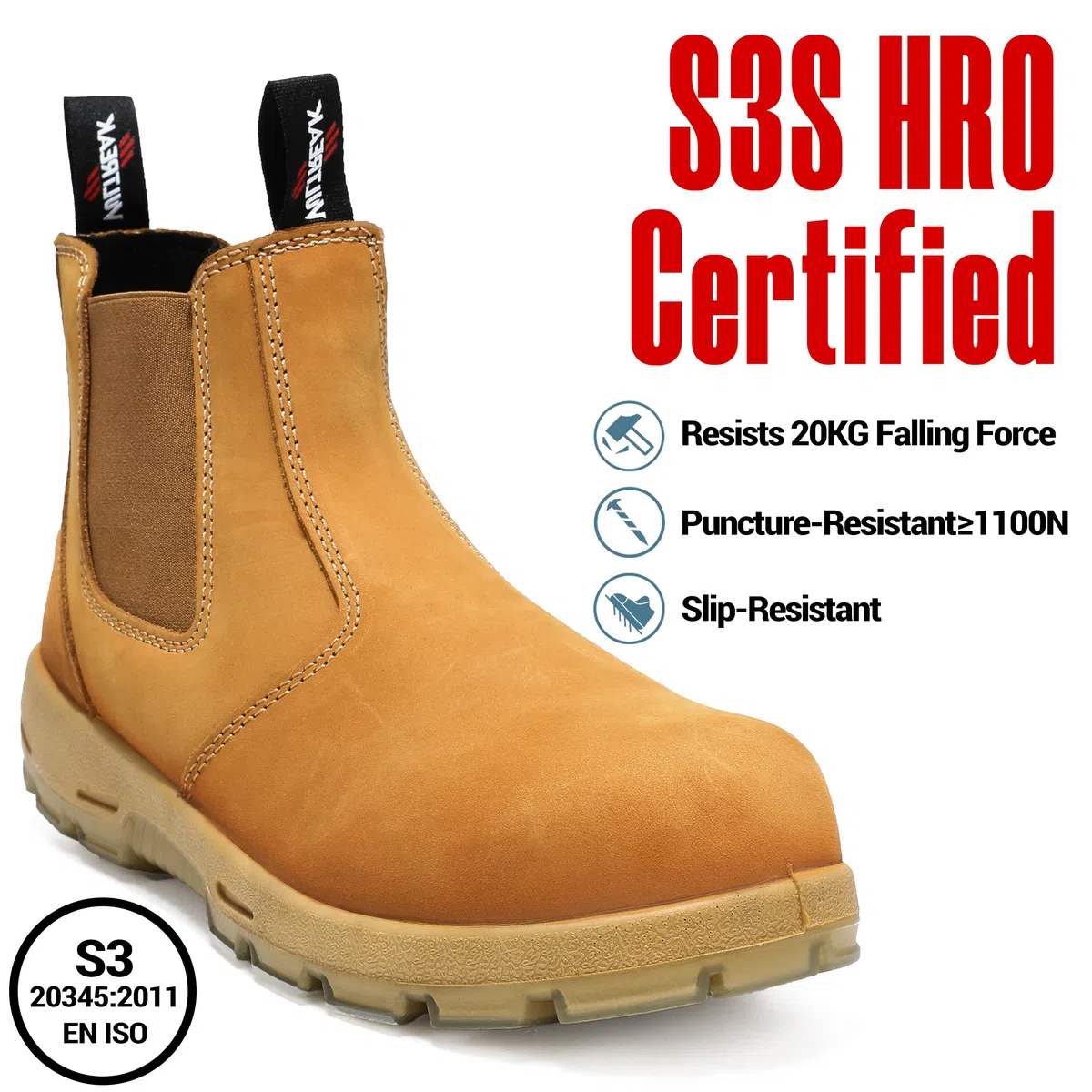 S3L FO SR Botas de Seguridad para Hombres con Cuero Impermeable, Safety Work Boots Industrial Construction zapatos 37-47 EU