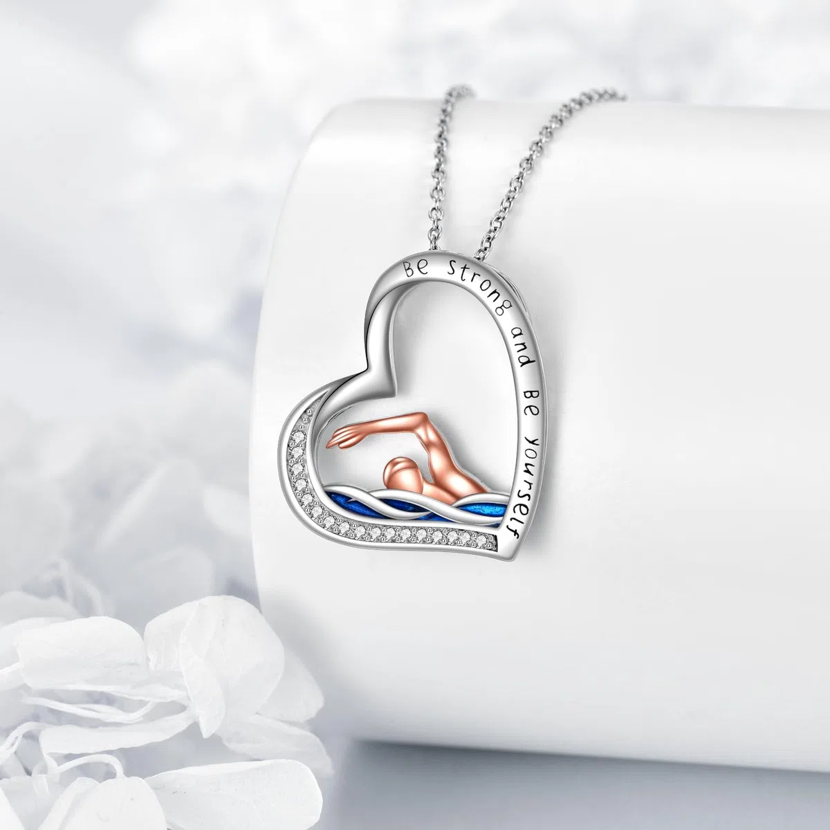 YFN Movimiento Collar Plata de Ley 925 Colgante Forma de Corazón Joyería Regalos para Mujeres Hija