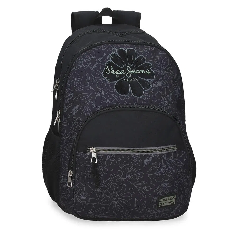 Pepe Jeans Eloise Mochila Doble Compartimento Adaptable a Carro Portátil 15,6 Pulgadas Negro 32x44x22 cm Poliéster 30,98L by Joumma Bags