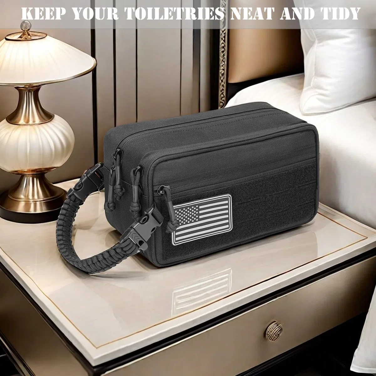 Neceser táctico para hombre, seco, húmedo, separado, bolsa de higiene de viaje, bolsa de herramientas Molle, bolsa de afeitado para hombre, bolsas de ducha de viaje, Negro -, Táctico
