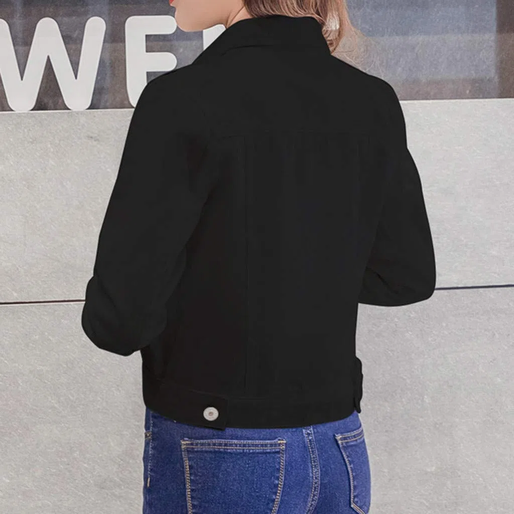 Chaqueta vaquera corta para mujer, chaqueta de entretiempo para mujer, tallas grandes, deportiva, informal, elegante, chaqueta de primavera con botones, chaqueta vaquera, chaqueta corta de manga larga