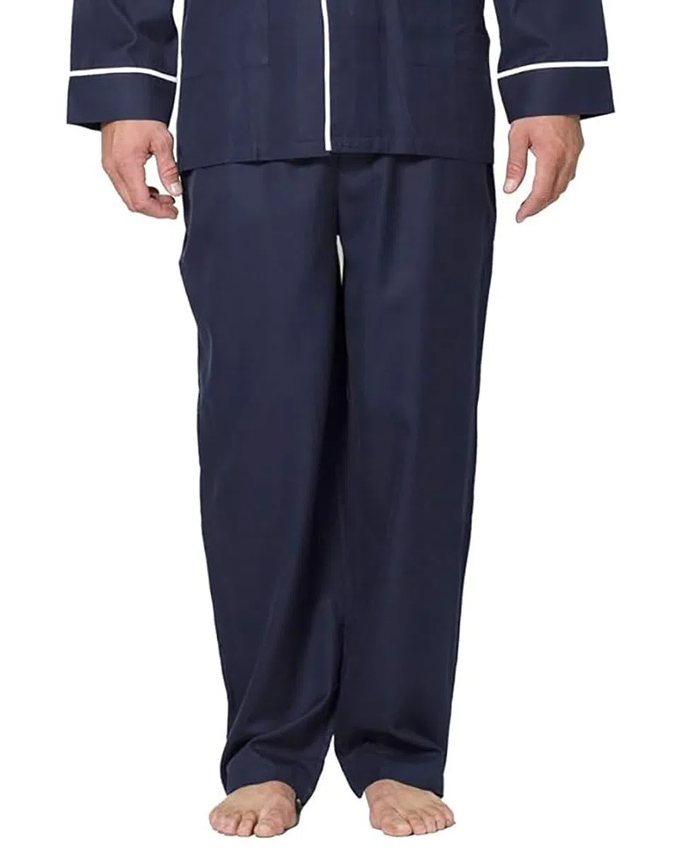 INTIMO Conjunto de pijama largo de espiga para hombre con ribetes