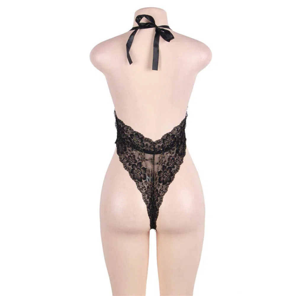Conjuntos de lencería de Mujer Ropa Interior Pijama Transparente Encaje de una Pieza (Azul Talla única (Recomendada 90)