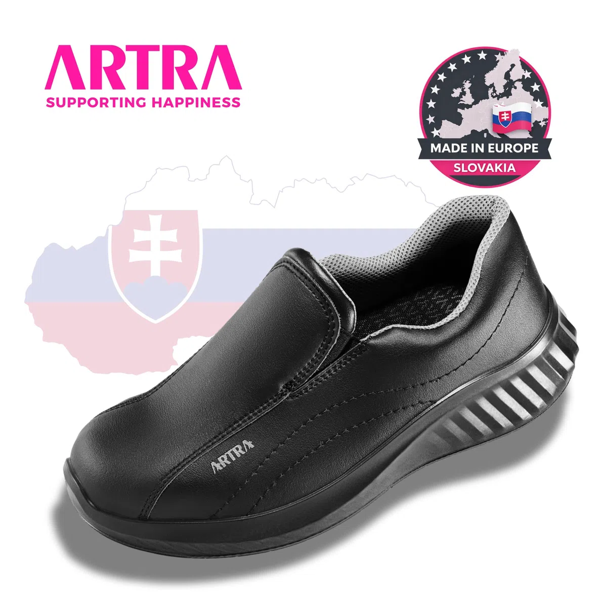 ARTRA Arica 6207 - Zapatillas de trabajo antideslizantes con puntera de acero, para alimentos, cocina, clínica, artesanía, S2, SRC, Negro , 42 EU