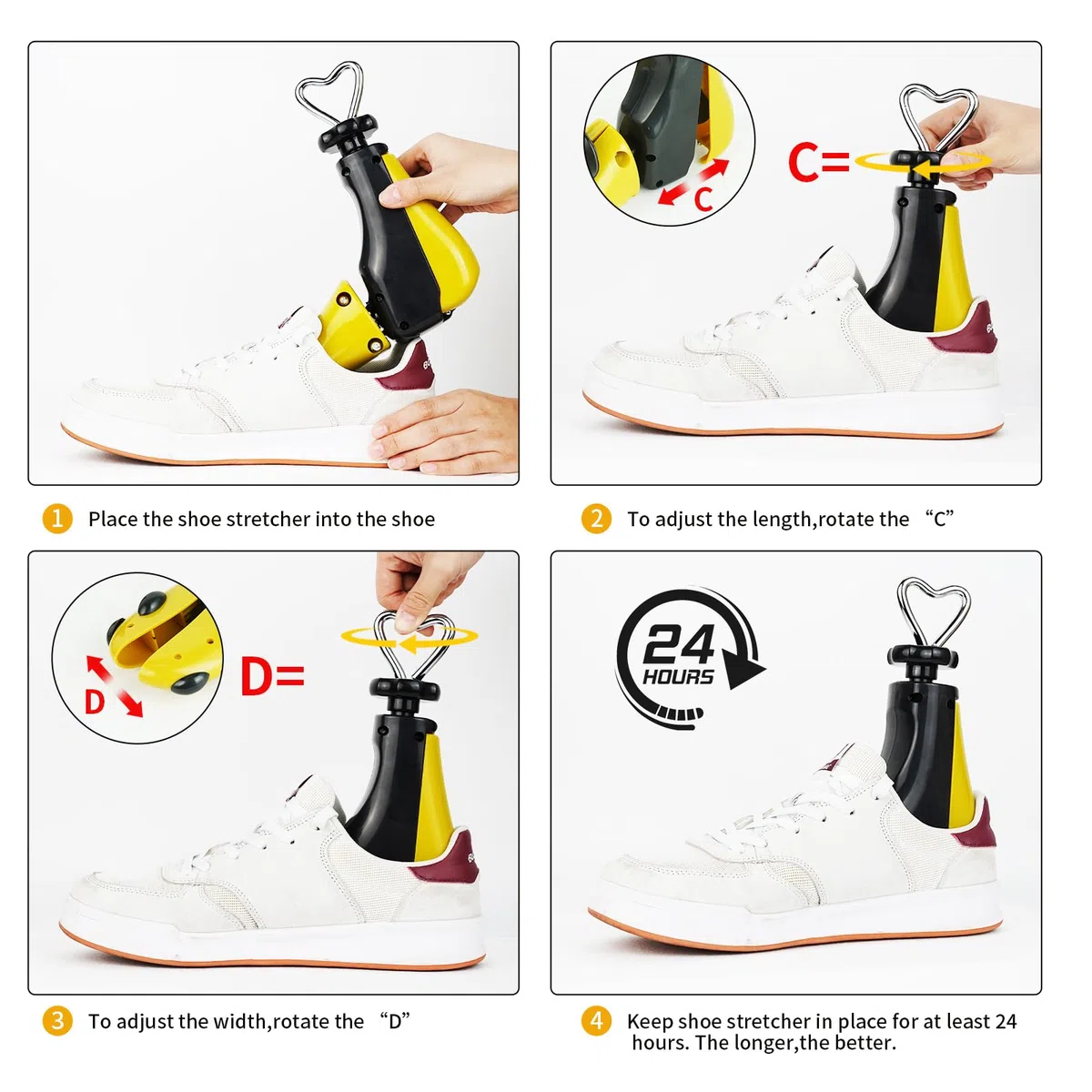 Estirador de zapatos y botas para hombre y mujer, 2 piezas de ancho y longitud ajustables para pies anchos, estirador de botas para hombres de 8 a 13 pulgadas y talla de mujer de 9.5 a 14