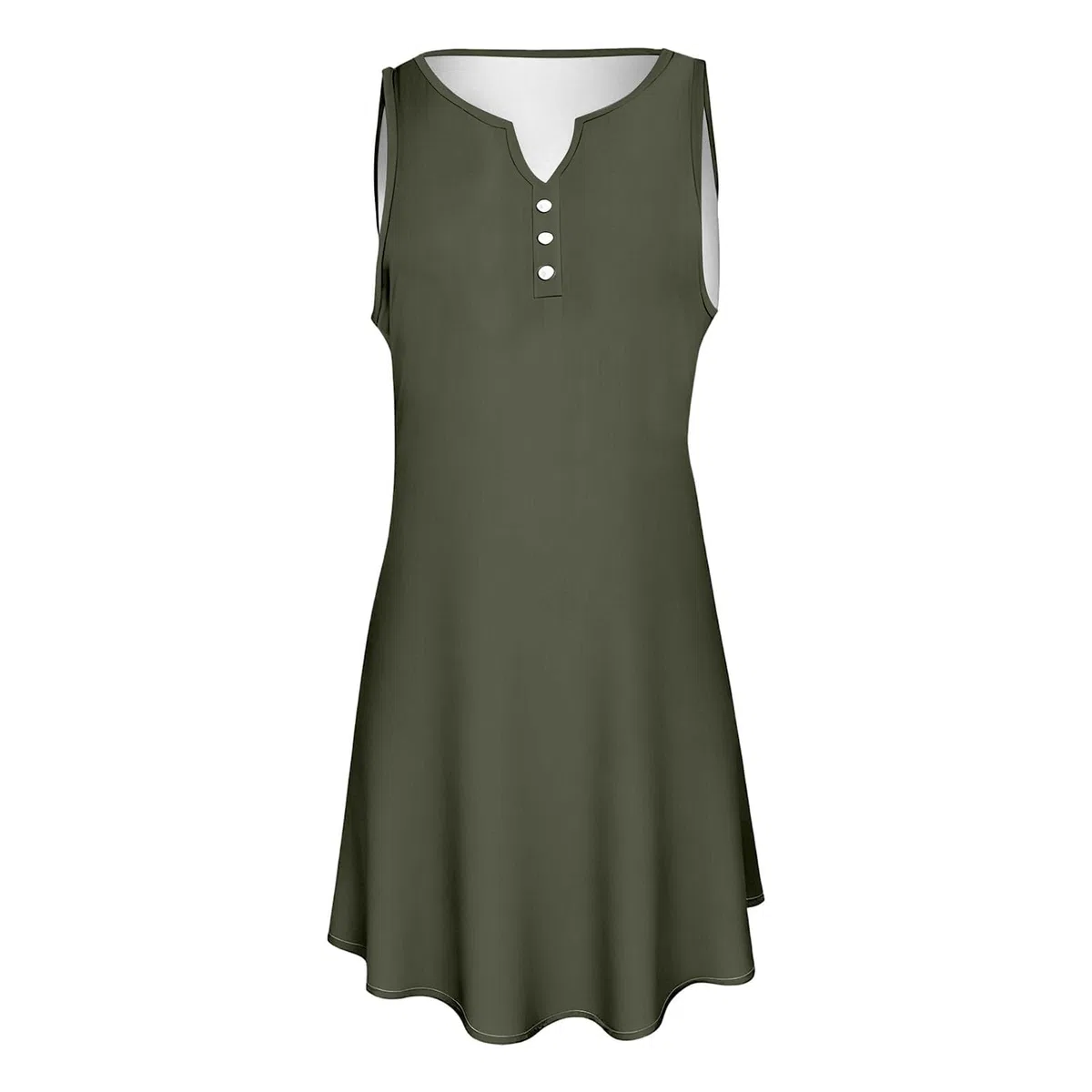Vestido casual de verano sin mangas, floral, con botones, holgado, acampanado, ideal para la playa, color oscuro