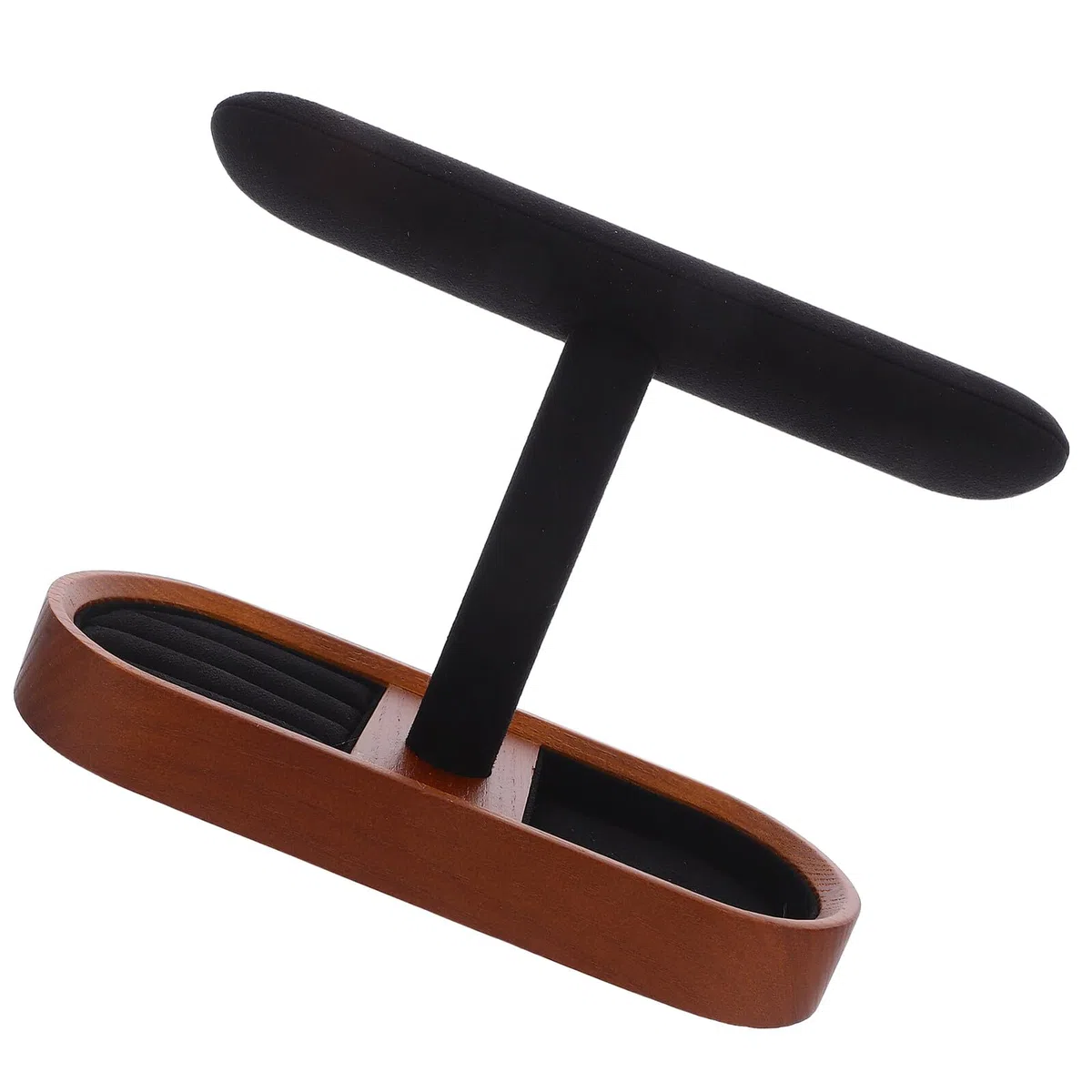 Soporte de Madera Maciza para Pulseras y Relojes Forma de T Organizador Multiusos para Joyas Estante Compacto Negro para Exhibición y Almacenamiento Mostrador