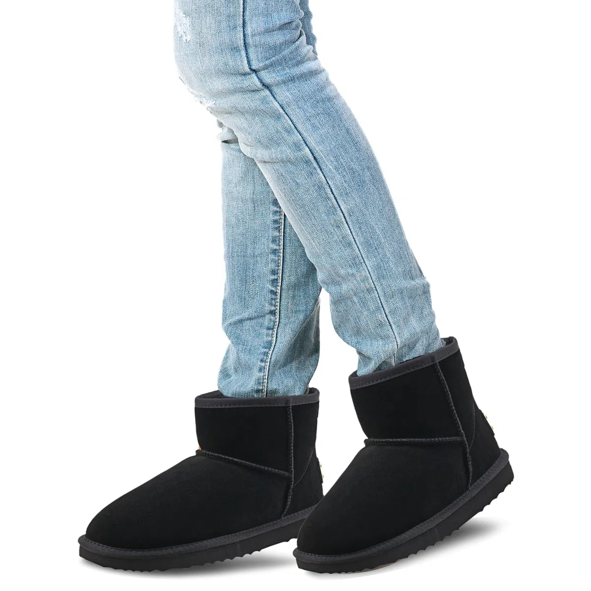Shenduo Invierno Botines de Nieve de Cuero Clásico | Forradas de Piel Cálido Material Cuero Botas para Clima Frío