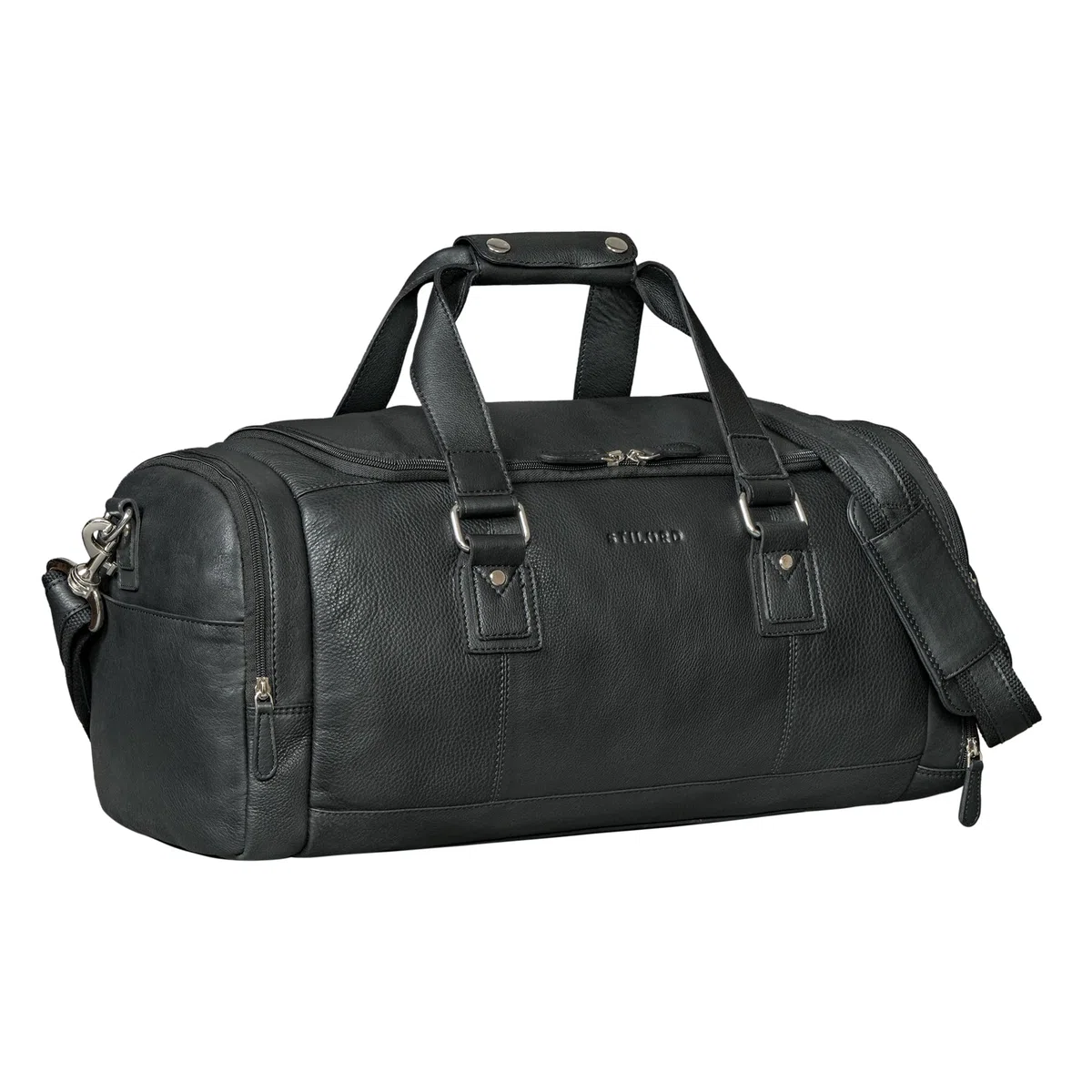 STILORD Salvador Bolsa de Viaje Hombre de Cuero con Compartimento para Zapatos Duffle Bag 30L – Pequeño Equipaje de Mano Travel Bag Piel Autentica para Viaje y Deporte Color:Negro