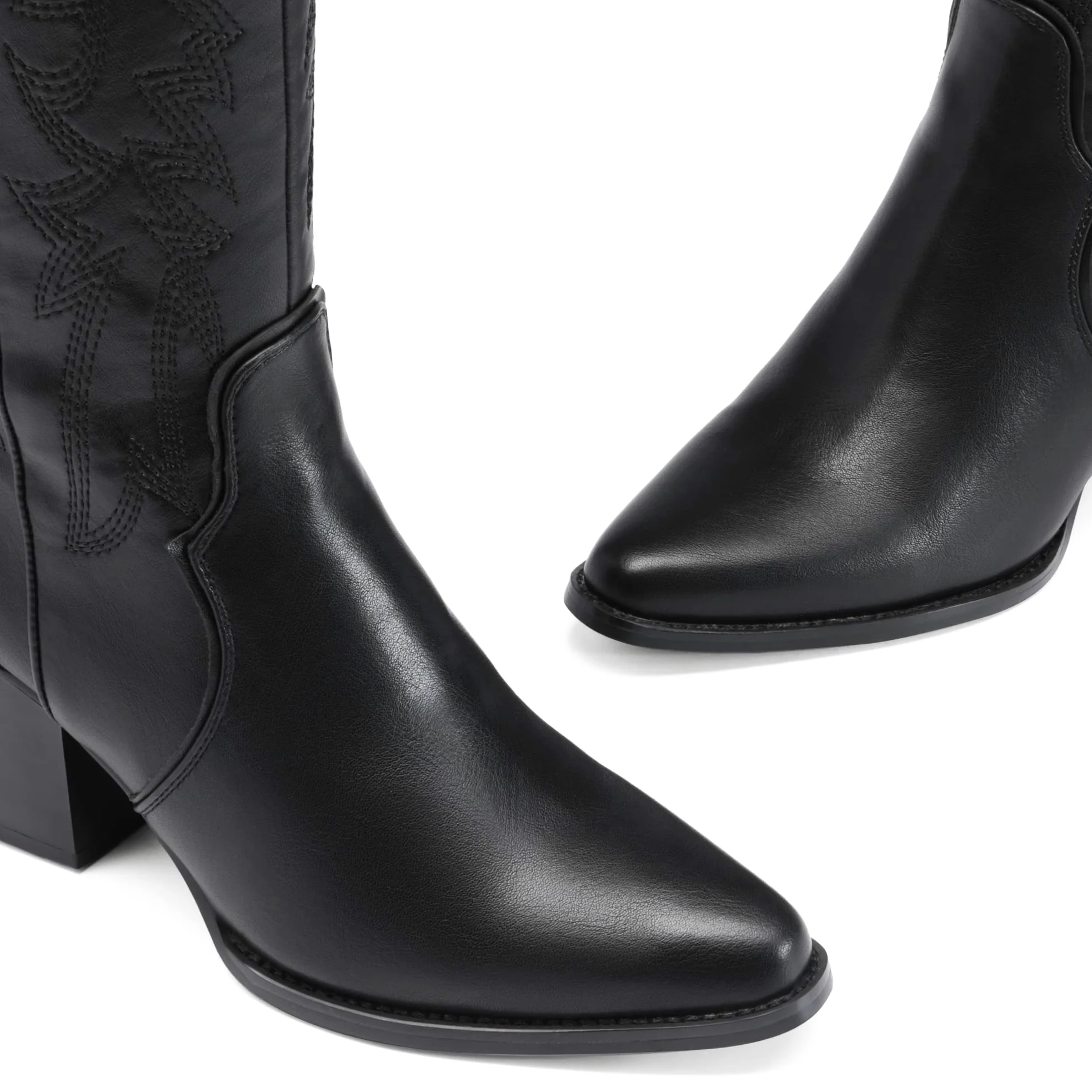 DREAM PAIRS Botas Cowboy Camperas Altas Mujer de Tacon Ancho Invierno de Caña Alta hasta la Rodilla SDKB224W
