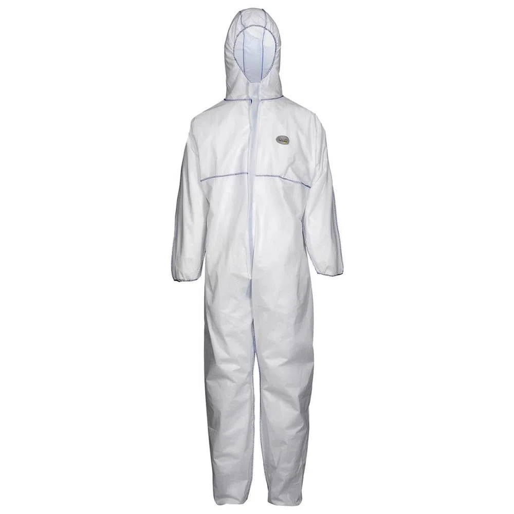 Desechables Mono Cover De Protección Química Base SMS – 1, cat III tipo 5 + 6,Blanco, XL